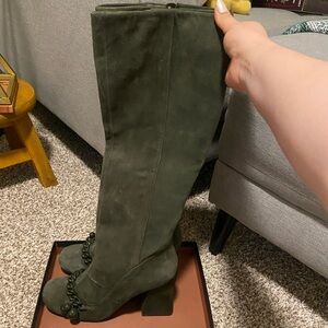 Tory Burch Dark Green Heeled Boots